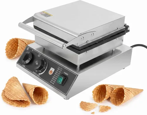Máquina eléctrica de cono de helado, máquina comercial para hacer gofres, máquina de cono de gofres. Máquina de desayuno de acero inoxidable con