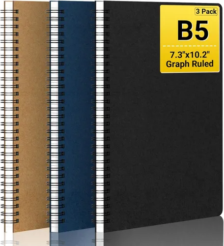 Miniatura 10 de EUSOAR Cuaderno de espiral de tapa dura, tamaño A5, paquete de 3 unidades de 5.5 x 8.3 pulgadas, 120 páginas, cuaderno de espiral con gráficos