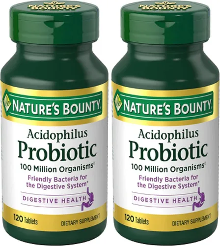 Nature's Bounty Lactobacillus Acidophilus - Suplemento probiótico diario para mujeres/hombres, salud digestiva, 100 millones de organismos,