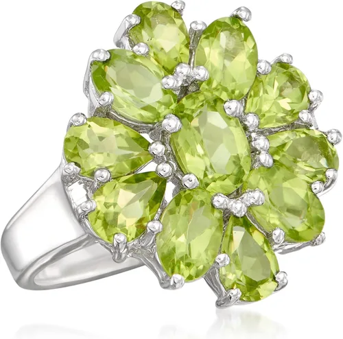 Miniatura 4 de Ross-Simons Anillo de racimo de peridoto de 5.00 qt t en plata de ley, Gema, Peridoto