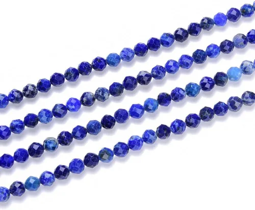 Miniatura 16 de Adabele Cuentas redondas facetadas pequeñas de 0.118 in con piedras preciosas de amazonita azul natural de 15 pulgadas
