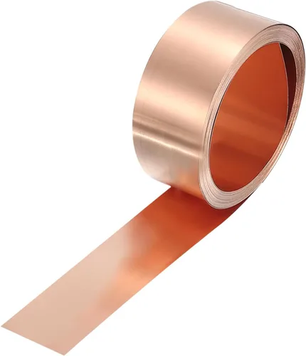 Miniatura 25 de uxcell Rollo de chapa de cobre para tapajuntas 3500 mm x 100 mm x 0,02 mm, tira de cobre puro al 99,9% de 101,6 mm x 3,5 m, placa de hoja de metal