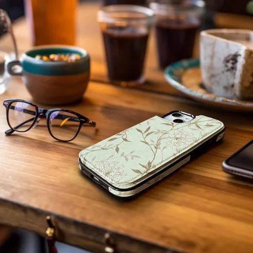 Miniatura 5 de uCOLOR Funda de piel con tapa para tarjetas compatible con iPhone 13 6.1, iPhone 14 6.1, mujeres y niñas con tarjetero y función atril