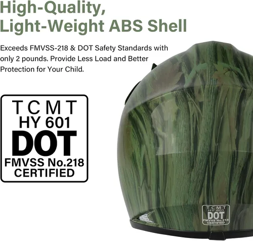 Miniatura 53 de TCMT Casco de motocross para jóvenes, certificado por DOT, casco de motocross ATV de cara completa para niños con gafas, guantes y bolsa para casco