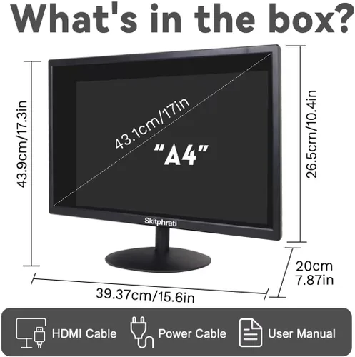 Miniatura 7 de SKitphrati Monitor de PC de 17 Pulgadas LED Monitor 1440x900, 75HZ, 5Ms, 16:10, Ángulo de Visión 95°(Horizontal), Panel TN, Montable en Pared VESA
