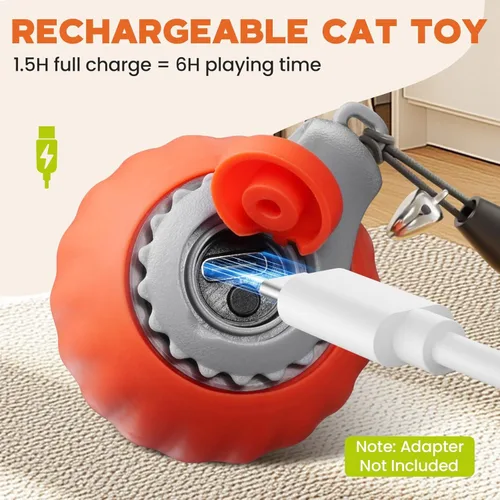 Miniatura 4 de Juguete interactivo para gatos de interior, juguete automático inteligente para gatos de dos velocidades, pelota móvil con cola, juguetes 1 Paquete