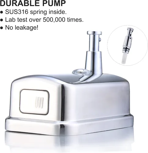 Miniatura 5 de Dispensador de jabón comercial de acero inoxidable con montaje en pared, manual, bomba líquida a prueba de óxido y sin fugas para baño