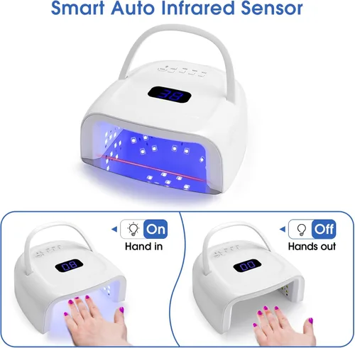 Miniatura 5 de Lámpara de uñas LED UV, lámpara de uñas inalámbrica de 60 W, luz LED profesional para uñas de gel, secadora de uñas con 42 cuentas, perfecta