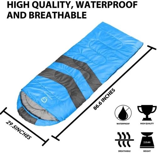 Miniatura 2 de Gold Armour Sacos de dormir para adultos, niños, niñas, mochileros, senderismo, campamento, clima frío y cálido 4 estaciones, uso en interiores