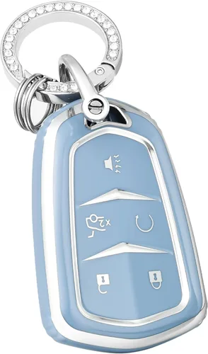 OFFCURVE Funda protectora para llave de Cadillac Escalade 2015-2019 CTS XTS ATS STS XT4 XT5 CT6 SRX Smart Key Holder Accesorios de coche, azul