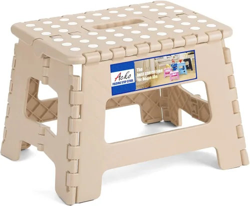 Miniatura 45 de ACKO Taburete plegable plegable de 16 pulgadas, 400 libras de capacidad, taburetes de plástico para adultos y niños, taburetes plegables para Blanco