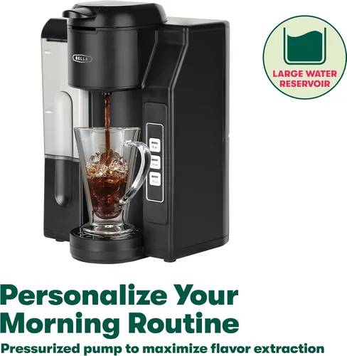 Miniatura 3 de BELLA Cafetera de una porción, doble preparación, compatible con K-cup - Elaborador de café molido con tanque de agua extraíble y bandeja de goteo