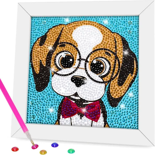 Miniatura 17 de QEUOYSS Kit de arte de diamantes para niños con marco de madera, arte y manualidades para niños de 6 a 8 a 10 a 12 años, arte de diamantes fácil