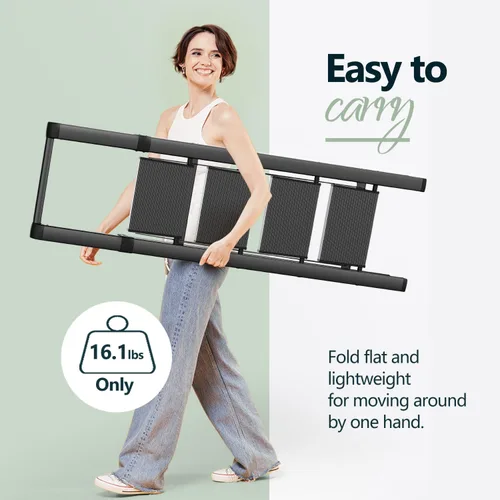 Miniatura 4 de WOA WOA Escalera de 4 escalones para techo de 10 pies de alto, escalera plegable ligera con peldaños anchos antideslizantes, taburete con barandilla