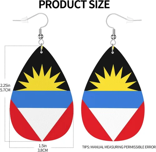 Miniatura 4 de Pendientes de bandera de país en forma de lágrima para mujer, ligeros, de cuero, colgantes, joyería patriótica para regalos