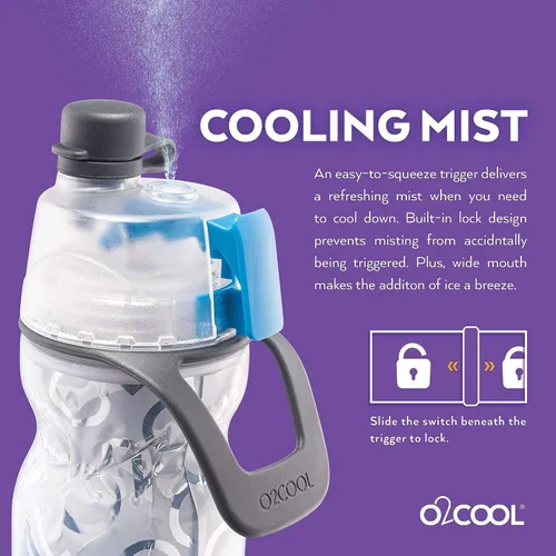 Miniatura 4 de O2COOL Mist 'N Sip botella de agua con vaporizador 2 en 1 con función de rociar y beber sin fugas con tapa de extracción (corazones)