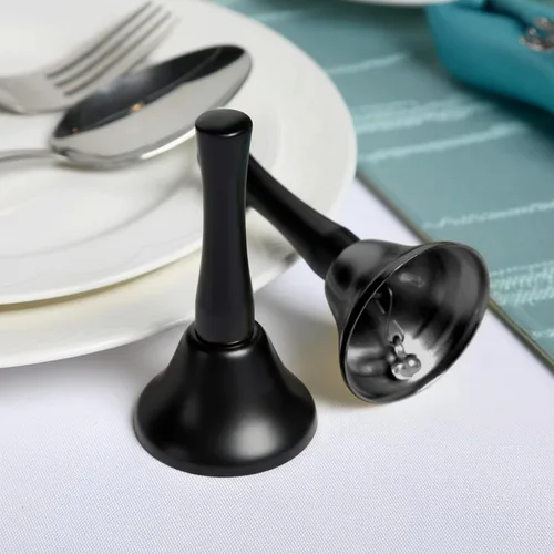 Miniatura 6 de Boao 24 campanas de mano de acero para servicio de acero con mango de madera negra, campanas de metal diatónico, percusión musical (negro)