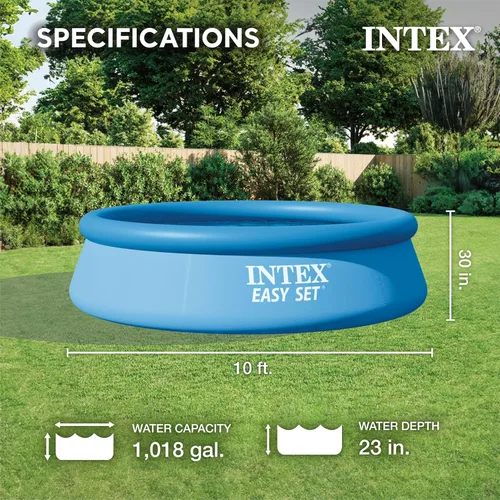 Miniatura 3 de Intex 28120EH Piscina inflable de fácil montaje: 10 pies x 30 pulgadas, material resistente a pinchazos, inflado rápido, capacidad de 1018 galones