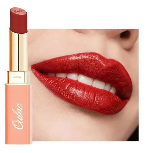 Miniatura 14 de Oulac Lápiz labial ciruela para mujer, lápiz labial mate burdeos, color de labios de cobertura completa, acabado mate satinado, textura crema, SG08