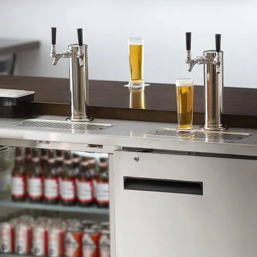 Miniatura 7 de TMCRAFT Dispensador de torre de cerveza de barril de doble grifo, kit dispensador de torre de cerveza de acero inoxidable pulido con tubo premontado