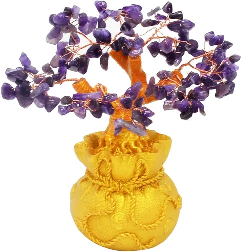 Miniatura 5 de Árbol de gemas de cuarzo rosa natural, árbol de cristal de energía positiva, estatua de Feng Shui, bolsa del tesoro, árbol de chakras manual
