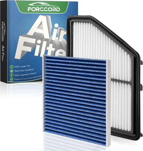Combo de Filtro de Aire de Cabina y Motor Forccord Compatible con Honda Civic 2016-2025 2026 2.0L, HR-V 2023-2026 2.0L Filtro de Cabina de Carbón