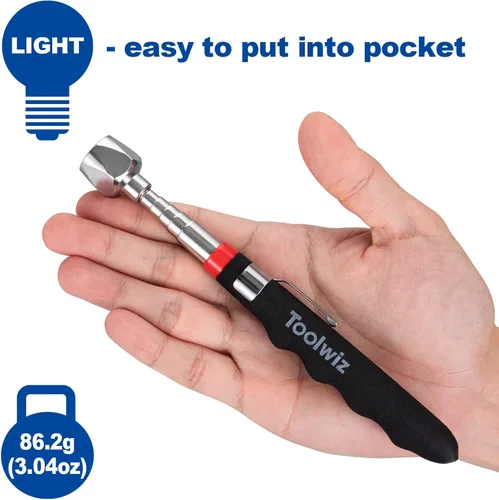 Miniatura 6 de Toolwiz Barredora magnética rodante de 17 pulgadas, 8.8 libras, con herramientas magnéticas telescópicas de 16 libras, barredora ligera con ruedas