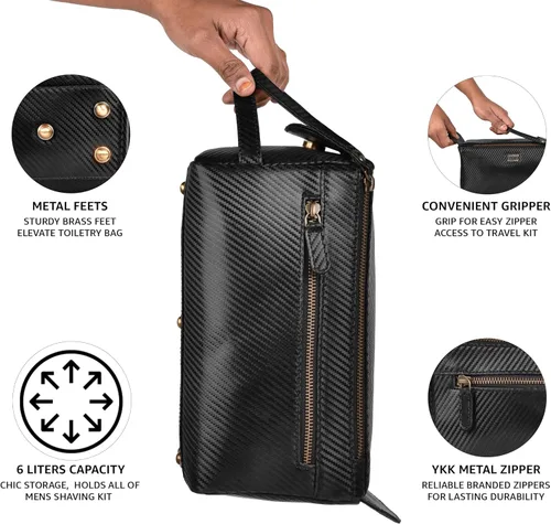 Miniatura 2 de LEATHER VILLAGE Kit Dopp 2, Negro carbón