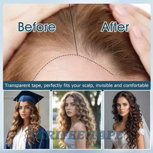 Miniatura 4 de 120 cintas de extensión de cabello de doble cara, cinta azul de repuesto de cabello humano de 0.31 x 1.57 pulgadas para extensiones de cabello