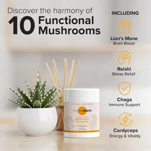 Miniatura 2 de Gomitas de hongos Harmony Blend Suplemento diario de hongos para adultos Complejo de hongos 10 en 1: melena de león, reishi, cordyceps, chaga y más
