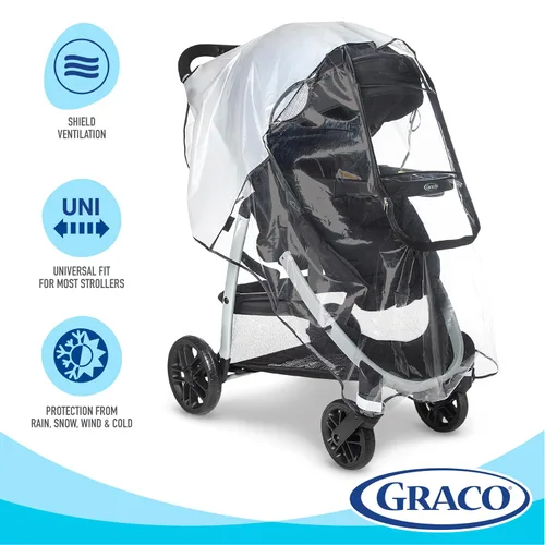 Miniatura 5 de Graco Cobertura Universal Deluxe con Ventana con Cremallera, Protector de Lluvia para Bebé, Tamaño Universal para la mayoría de Carriolas