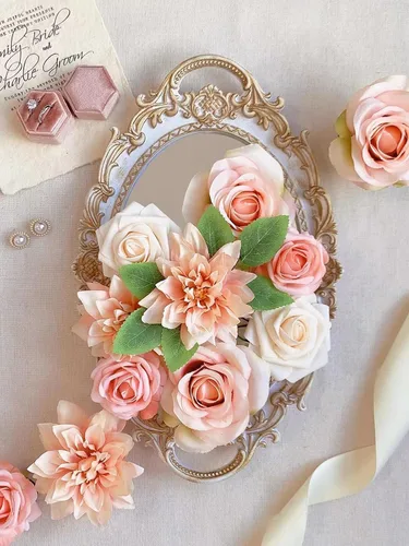Miniatura 192 de FACINOC Ramos de Rosas Artificiales Naranjas, Juego de Caja de Flores Artificiales con Tallos para DIY, Bodas, Despedidas de Soltera, Decoraciones