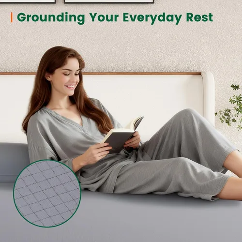 Miniatura 6 de LARMACE Grounding Sheets - Sábanas tamaño King, 12% fibra de plata pura y 88% algodón orgánico, sábanas de tierra – Sábanas con infusión de plata