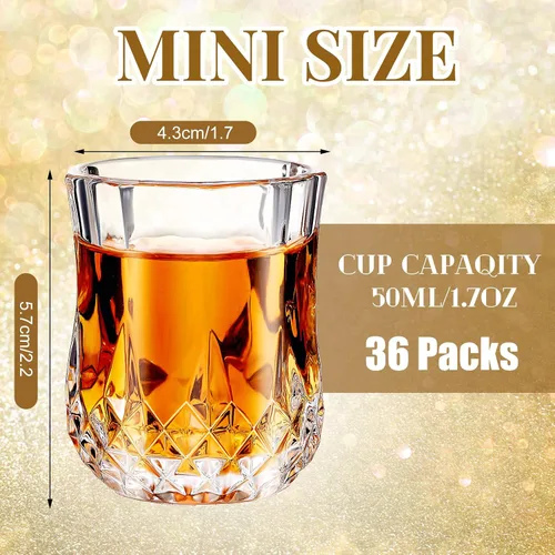 Miniatura 2 de Meanplan Juego de mini vasos de chupito de 1.7 onzas, vasos de degustación, base pesada, taza de chupito transparente, lindas tazas de vino Cordial