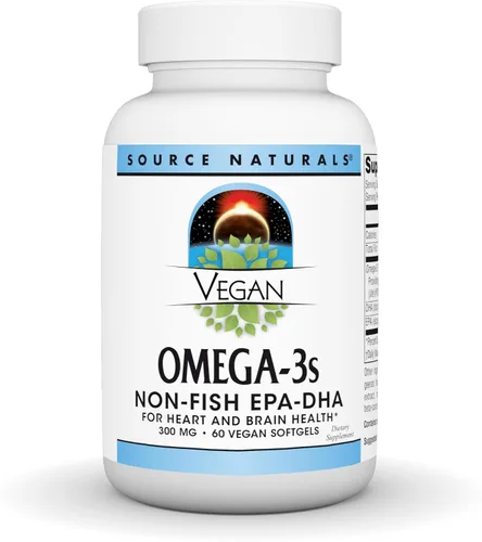 Source Naturals Omega-3 veganos, EPA-DHA sin pescado, para apoyo a la salud cardíaca y cerebral* 300 mg - 60 cápsulas blandas veganas