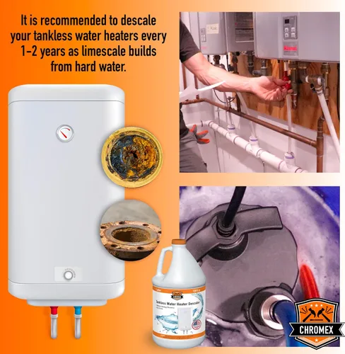 Miniatura 7 de Chromex - Solución para desincrustar calentadores de agua sin tanque Desincrustante altamente efectivo, 1 galón