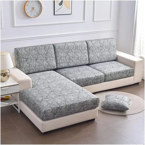 Miniatura 21 de Funda elástica para cojín de sofá, funda protectora para muebles de sofá, funda de asiento de sofá, estampado floral con parte inferior elástica, #17