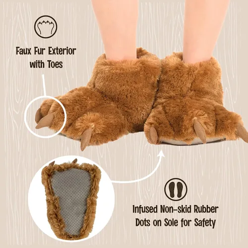 Miniatura 5 de Lazy One - Pantuflas con diseño de garra de animal para niños y adultos, disfraz divertido para niños, cálidas pantuflas peludas