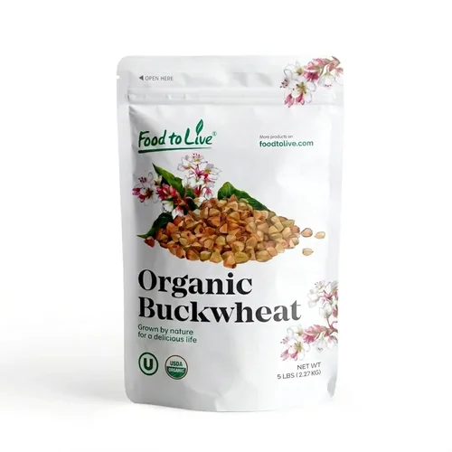 Food to Live - Granos de trigo sarraceno orgánico sin gluten, 5 libras - Grano entero sin OMG sin transgénicos. Cocción rápida. Perfecto para kasha,