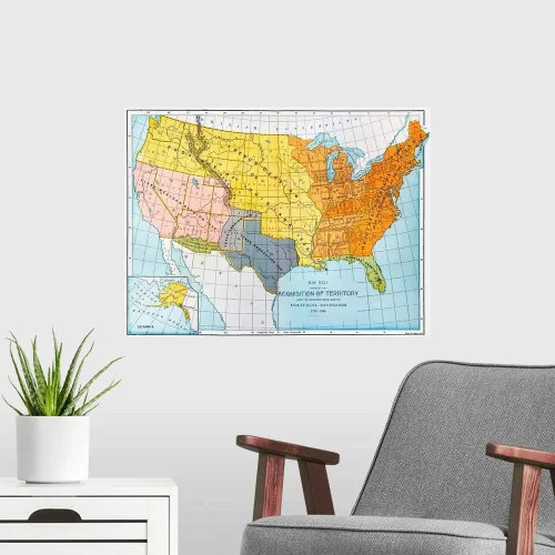 Miniatura 4 de GREATBIGCANVAS Un mapa que muestra la impresión territorial sin marco de Estados Unidos