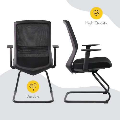 Miniatura 4 de SUNLINE Ergo Silla auxiliar con base de trineo, respaldo de malla, asiento acolchado acolchado, estacionario, ligero, versátil, sillas de oficina