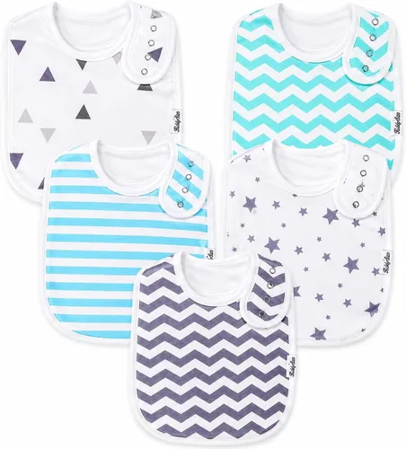 Miniatura 12 de KiddyStar Organic Cotton Baby Drool Bibs Soft, Adjustable, Absorbent, Unisex Teething Bandana Bibs for Babies Clásico 1
