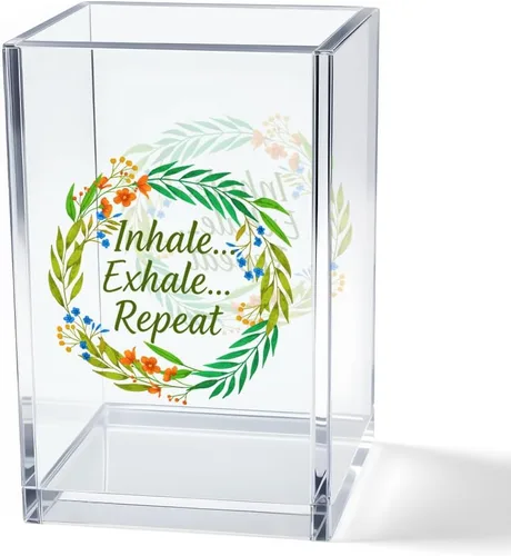 Miniatura 18 de Just Breathe - Paquete de 2 portalápices cosméticos de acrílico, organizador de brochas de maquillaje inspirador, regalos de fe para mujeres