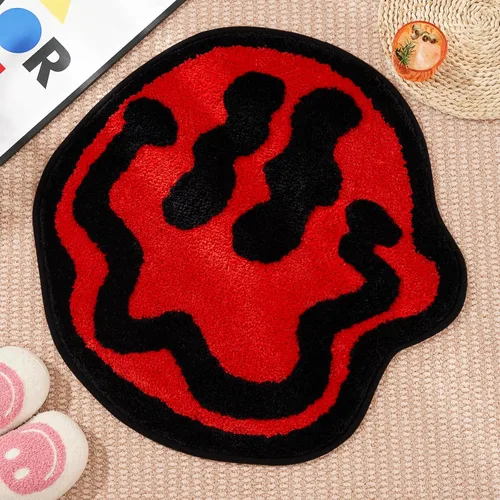 Miniatura 9 de ELDONE Trippy - Tapete de baño de cara feliz azul, alfombras geniales para dormitorio, alfombra de preparación, alfombra hippie antideslizante