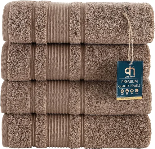 Miniatura 39 de Juego de 4 toallas de baño, 100% algodón turco prémium, toallas turcas de alta calidad para baño, de secado rápido, suaves y absorbentes, incluye 4