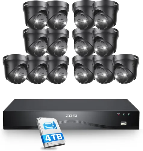 Miniatura 12 de ZOSI Sistema de cámara de seguridad 4K PoE con detección de vehículos personales, 8 puertos 16CH 8MP NVR con disco duro de 2 TB, 8 cámaras IP PoE 4K