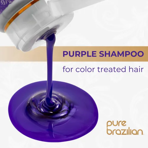 Miniatura 4 de Pure Brazilian Always Blonde Champú con queratina, Acai y aceite de argán, champú morado para cabello teñido sin sulfatos, 13.5 onzas líquidas