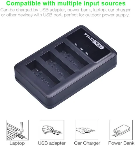 Miniatura 4 de 3 unids AHDBT-401 Batería para Gopro Hero 4 AHDBT401 AHBBP-401 AHDBT 401 Batería Digital y LED 3 Puertos USB Cargador para GoPro Hero4 HERO4 Cámara