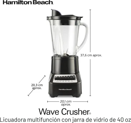 Miniatura 8 de Hamilton Beach Wave (54220) licuadora y trituradora multifunción, 40 oz con 14 velocidades, tarro de vidrio, color negro