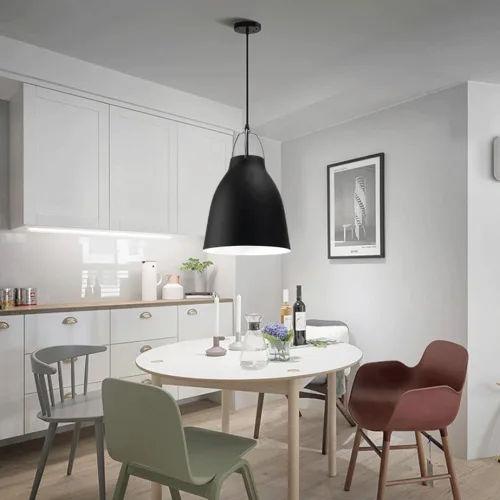 Lámpara colgante moderna de color negro, estilo americano, de aluminio vintage, lámpara colgante con pantalla de aluminio, E27/E26 para dormitorio,
